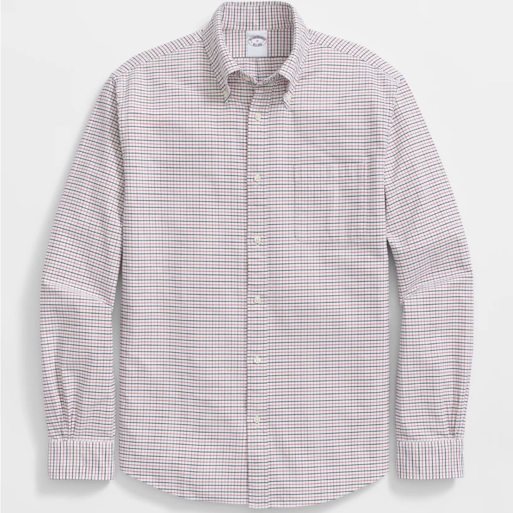 Brooks Brothers Friday Shirt Pink and Blue Checkered Shirt